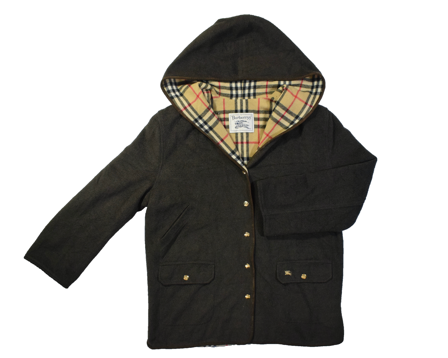 Vintage Pre 1990s Brown Burberrys' Hooded Jacket