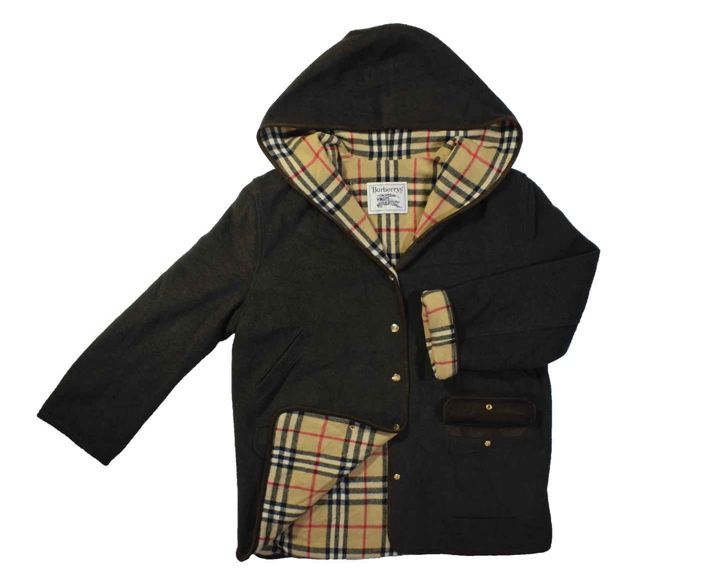 Vintage Pre 1990s Brown Burberrys' Hooded Jacket