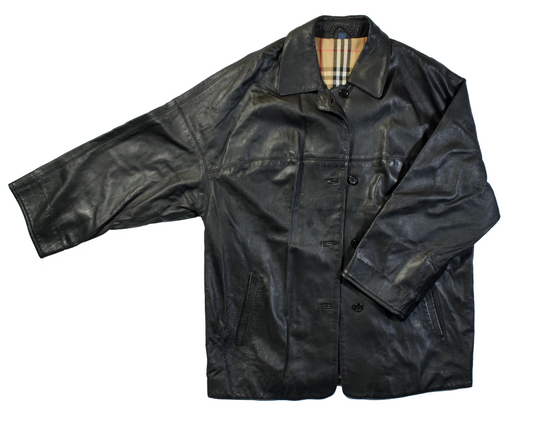 Vintage Burberrys' Black Leather Jacket