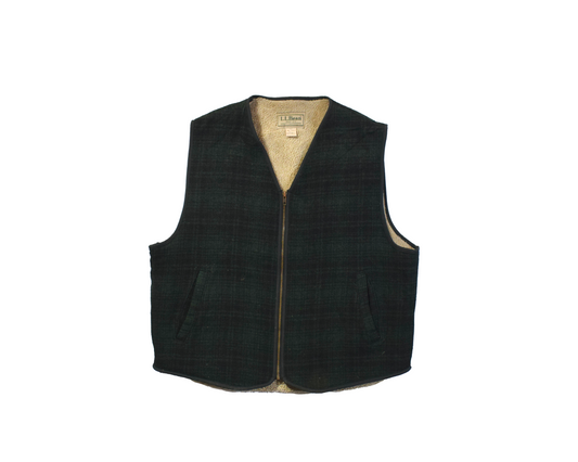 Vintage LLBean Green Tartan Gilet