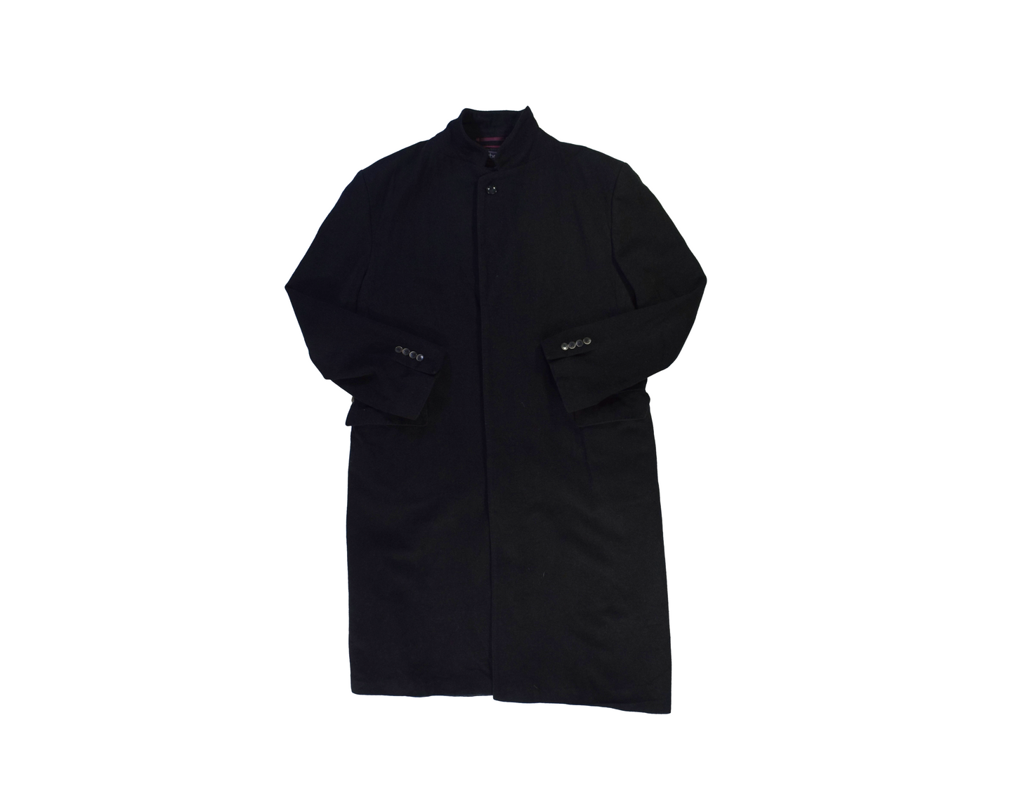 Vintage Burberrys' Single-breasted Overcoat, Black With Patterned Lining