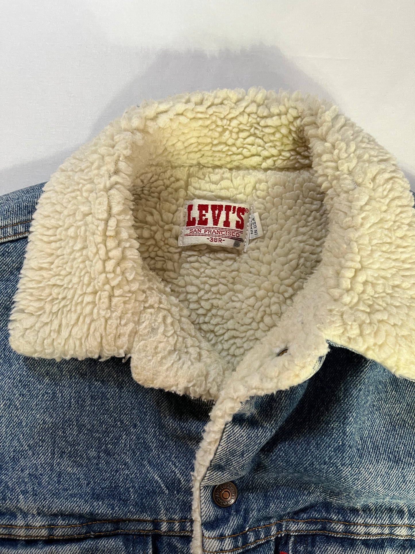 Vintage Levi's Sherpa Trucker Jacket, Light Wash Denim