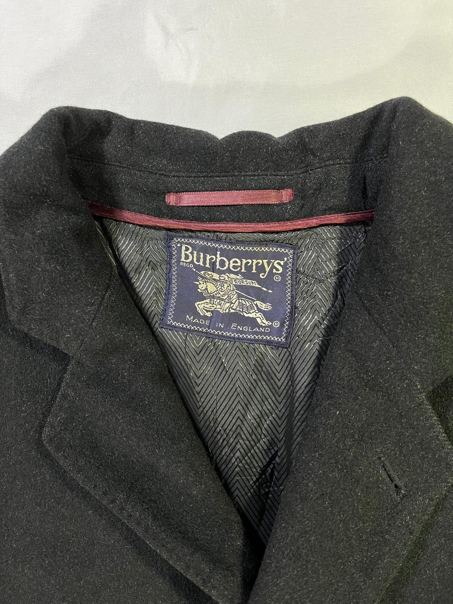 Vintage Burberrys' Single-breasted Overcoat, Black With Patterned Lining