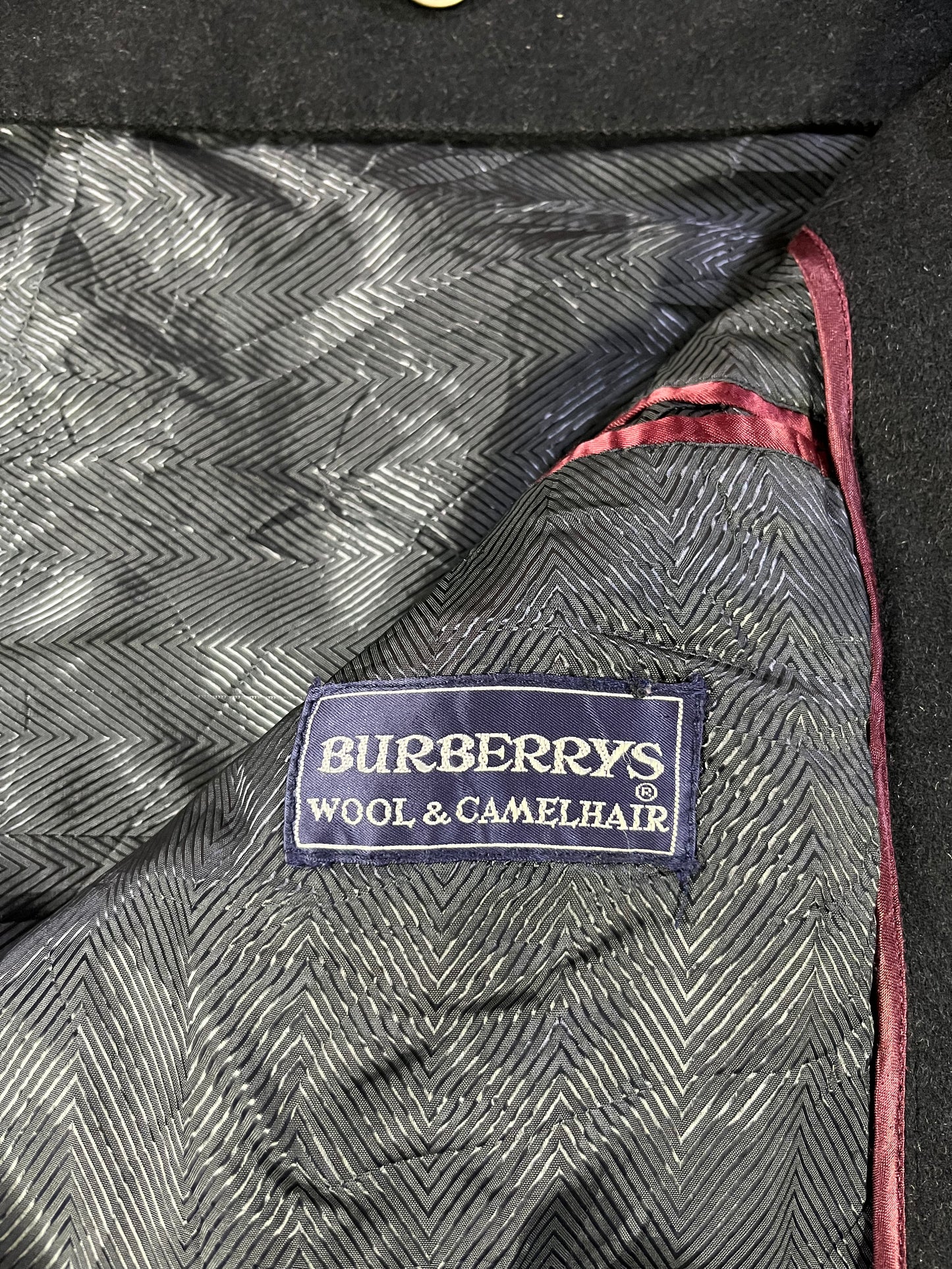 Vintage Burberrys' Single-breasted Overcoat, Black With Patterned Lining